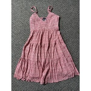 Angie Smocked Spaghetti Strap, Red Floral Print, Mini Dress Womens Medium, New